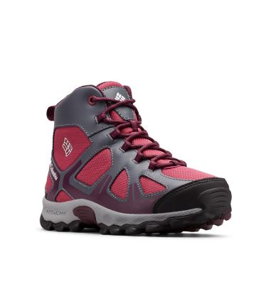 Youth Peakfreak&trade; XCRSN Mid Waterproof Boot YOUTH PEAKFREAK&trade; XCRSN MID WP | 550 | 1, Wine Berry, Black Cherry, 3/4 front