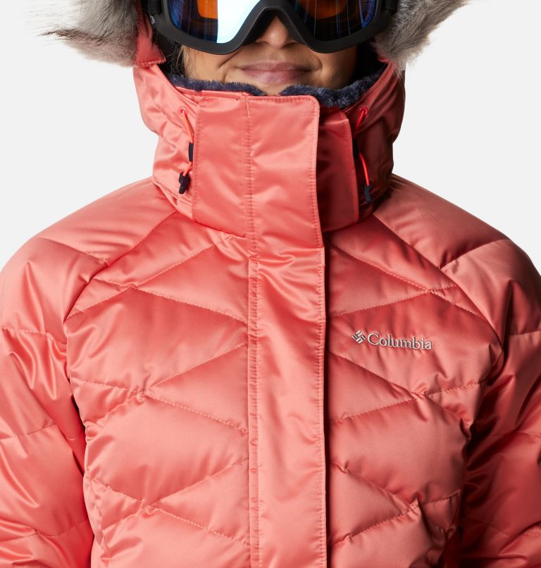 Thumbnail: Women's Lay D Down II Waterproof Down Ski Jacket, Color: Neon Sunrise, image 4