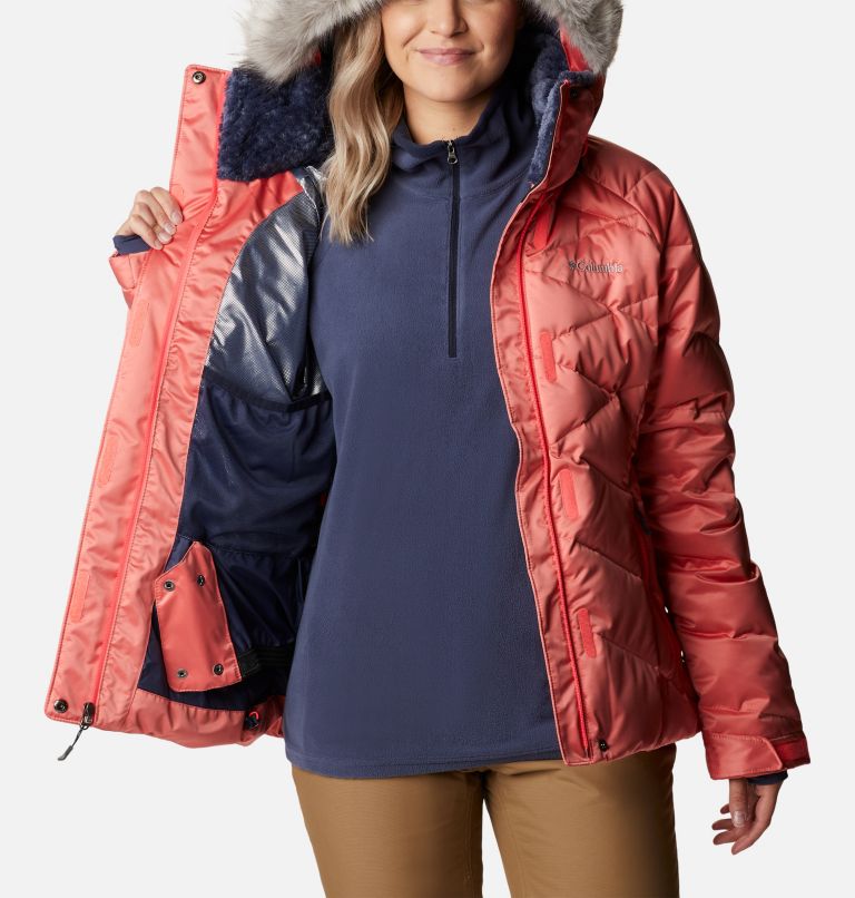 Women's Lay D Down II Waterproof Down Ski Jacket, Color: Neon Sunrise, image 5