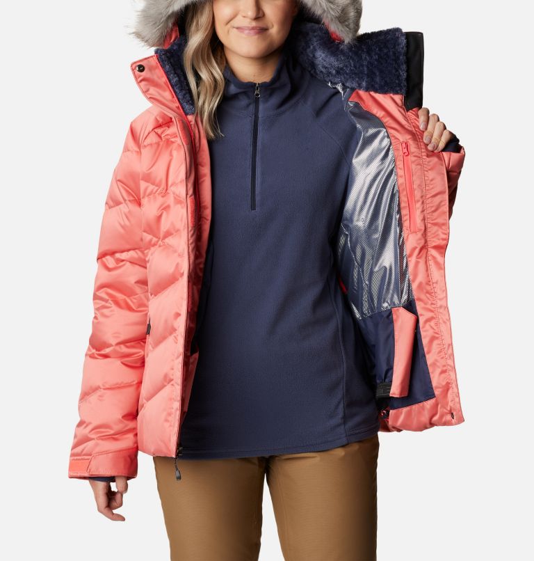 Women's Lay D Down II Waterproof Down Ski Jacket, Color: Neon Sunrise, image 6