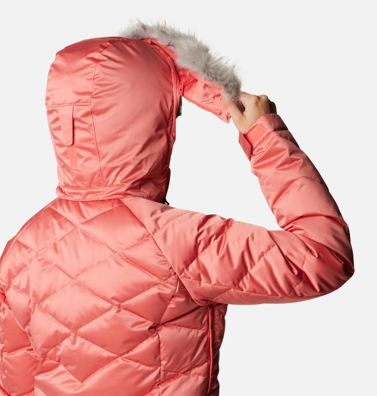 Women's Lay D Down II Waterproof Down Ski Jacket, Color: Neon Sunrise, image 10