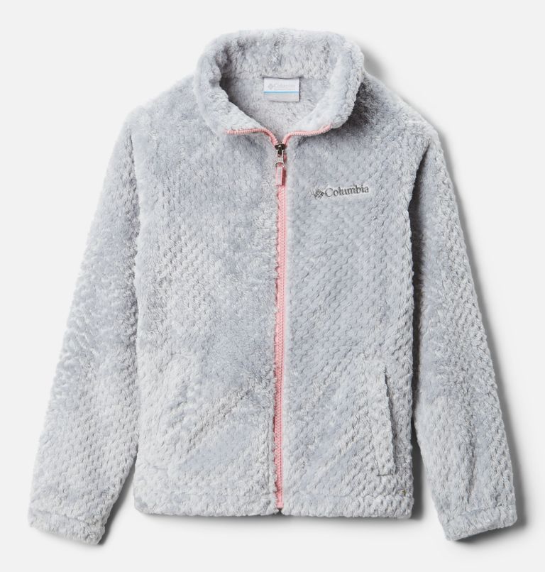 Chandail en laine polaire à glissière pleine longueur Fluffy Fleece pour fille, Color: Columbia Grey