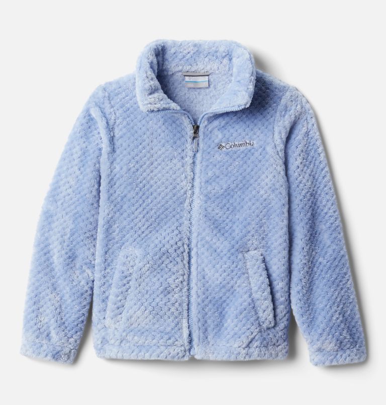 Polaire Sherpa Columbia Fire Side Pour Filles - Zip Complet, Motif Diamants, Bleu Crushé
