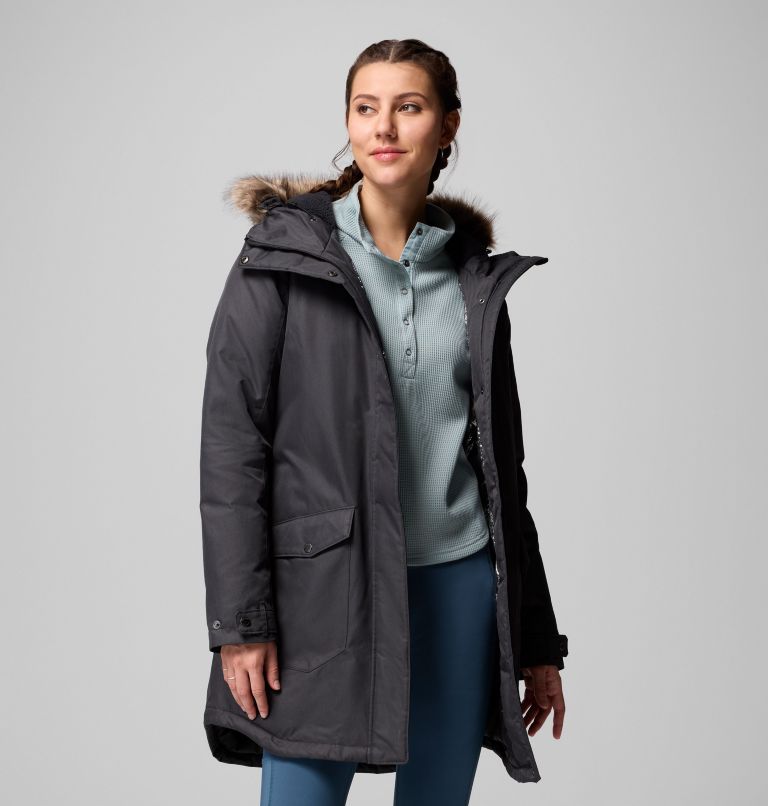 Women's Suttle Mountain Long Insulated Jacket, Color: Black, image 5