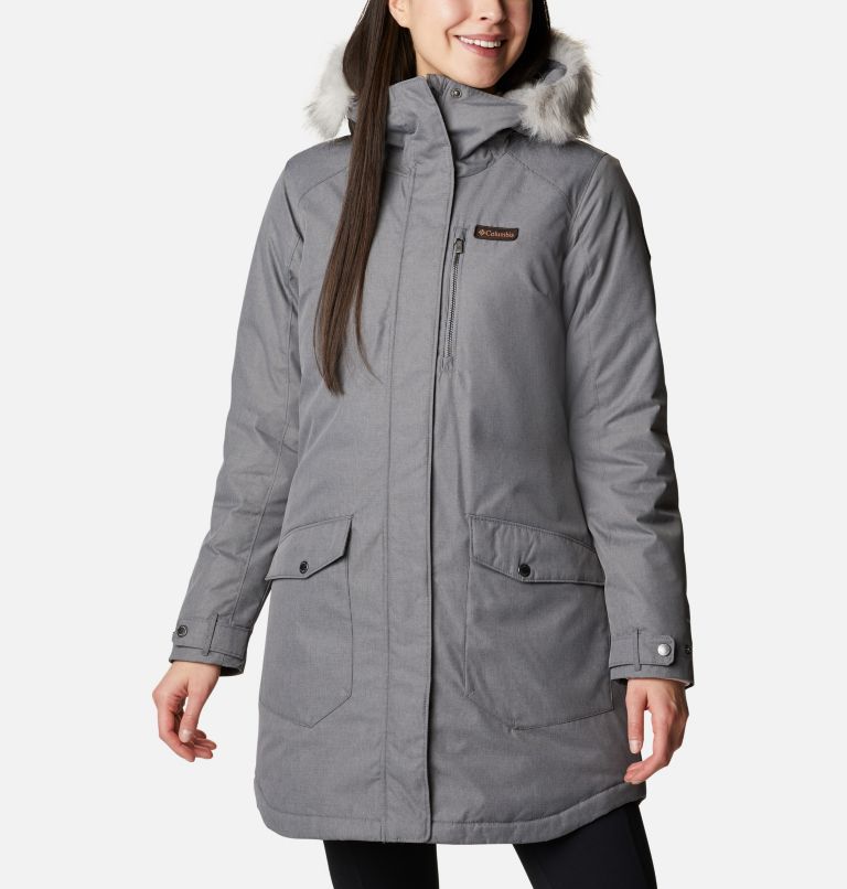 Women's Suttle Mountain Long Insulated Jacket, Color: City Grey
