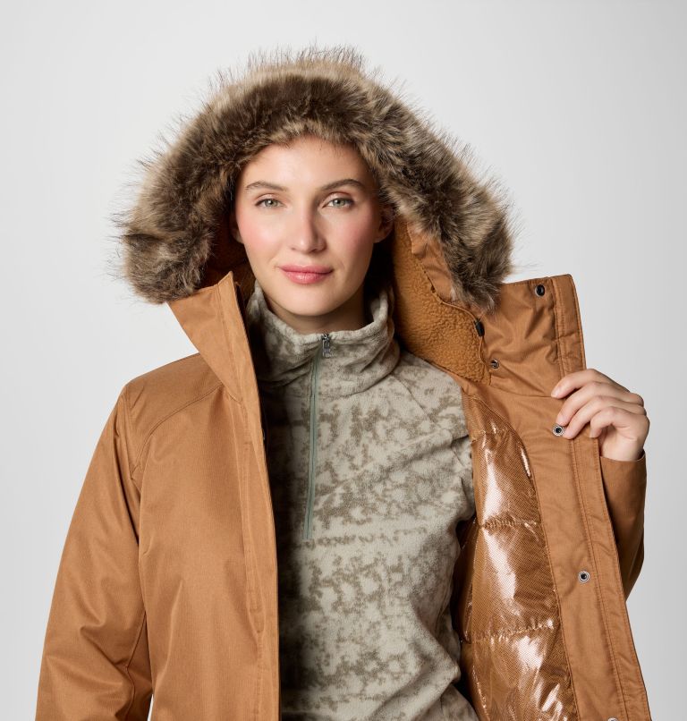 Women's Suttle Mountain Long Insulated Jacket, Color: Camel Brown, image 6