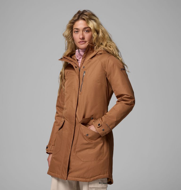 Women's Suttle Mountain Long Insulated Jacket, Color: Camel Brown, image 4