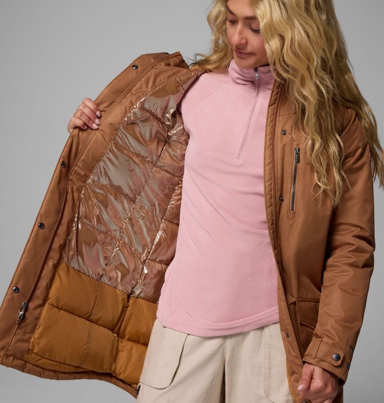 Women's Suttle Mountain Long Insulated Jacket, Color: Camel Brown, image 6