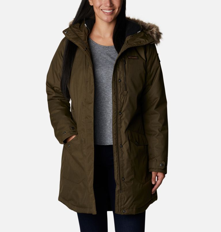 Women's Suttle Mountain Long Insulated Jacket, Color: Olive Green