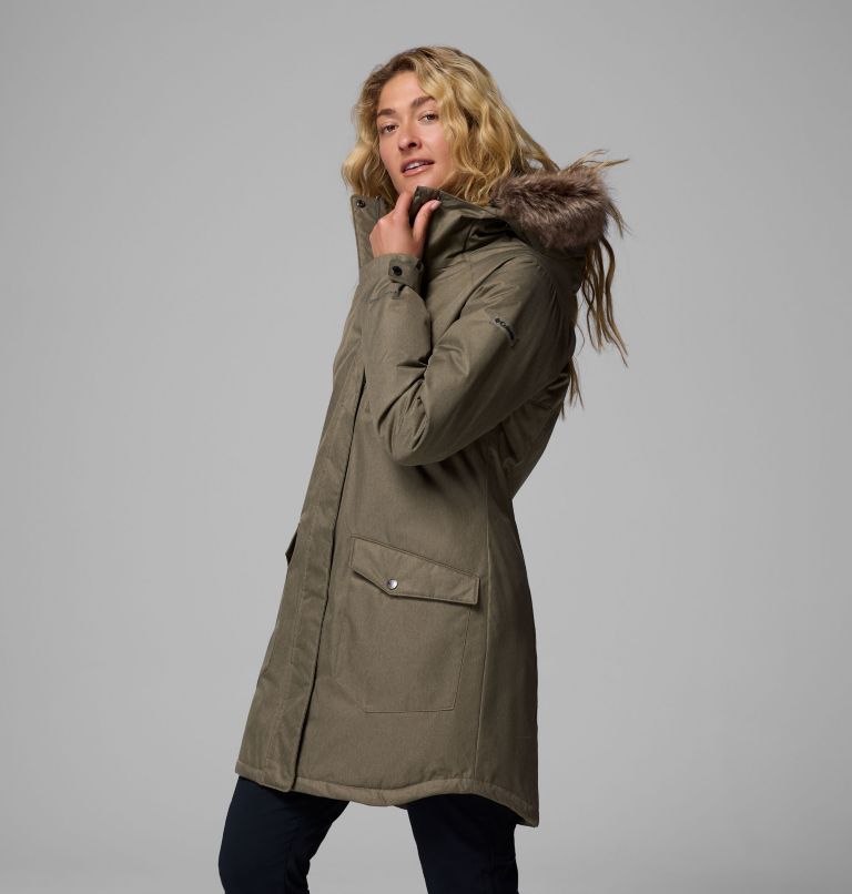 Women's Suttle Mountain Long Insulated Jacket, Color: Stone Green, image 4