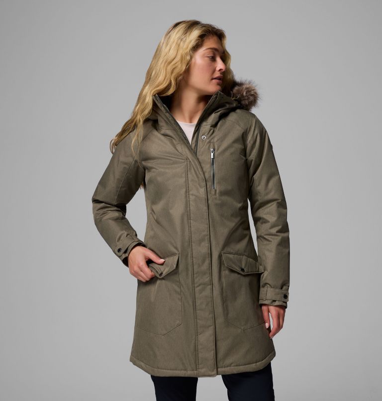 Women's Suttle Mountain Long Insulated Jacket, Color: Stone Green, image 5