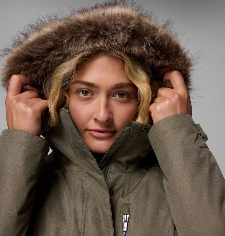 Women's Suttle Mountain Long Insulated Jacket, Color: Stone Green, image 7