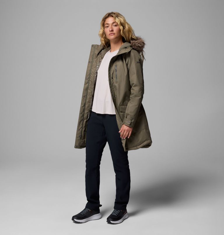 Women's Suttle Mountain Long Insulated Jacket, Color: Stone Green, image 10