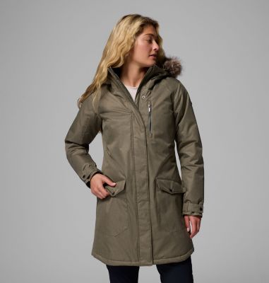 Women's Suttle Mountain Long Insulated Jacket, Color: Stone Green, image 1