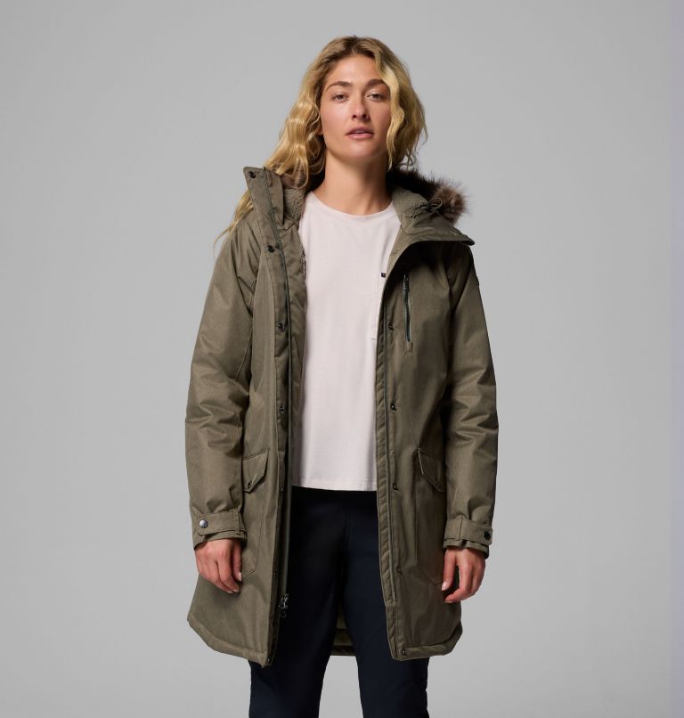 Women's Suttle Mountain Long Insulated Jacket, Color: Stone Green, image 1