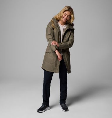 Women's Suttle Mountain Long Insulated Jacket, Color: Stone Green, image 2