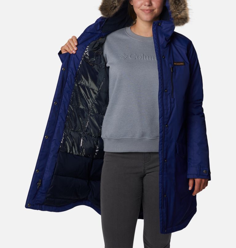 Thicken Women's Puffer Jacket Fur Hooded Winter Outwear Windproof Down Coat  Length Parka Fluffy (Color : Silver, Size : 2XL)
