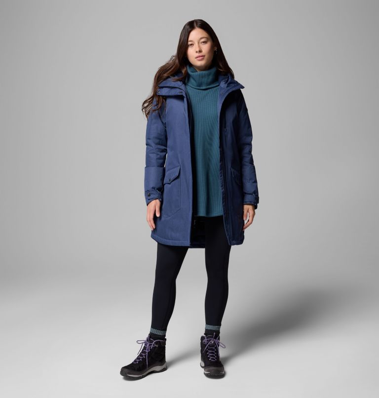 Women's Suttle Mountain Long Insulated Jacket, Color: Collegiate Navy, image 2