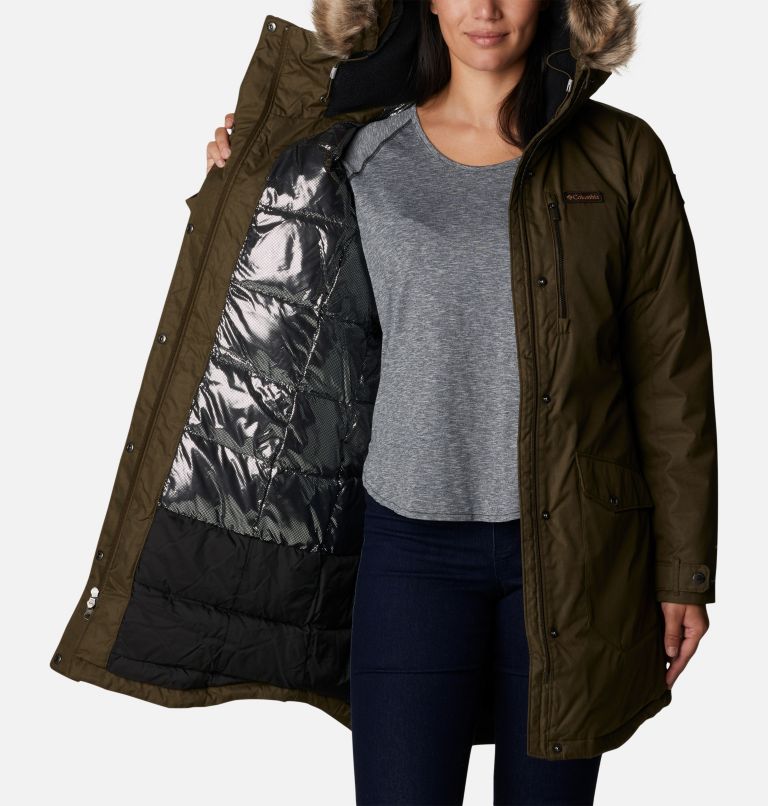 Thumbnail: Women's Suttle Mountain Long Insulated Jacket, Color: Olive Green, image 5