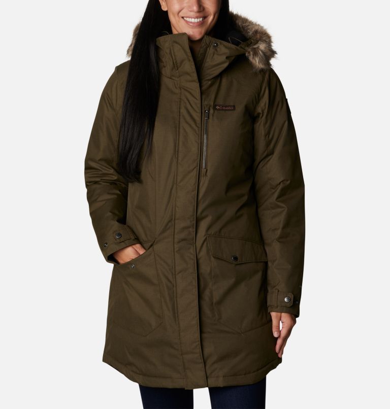 Women's Suttle Mountain Long Insulated Jacket, Color: Olive Green, image 1