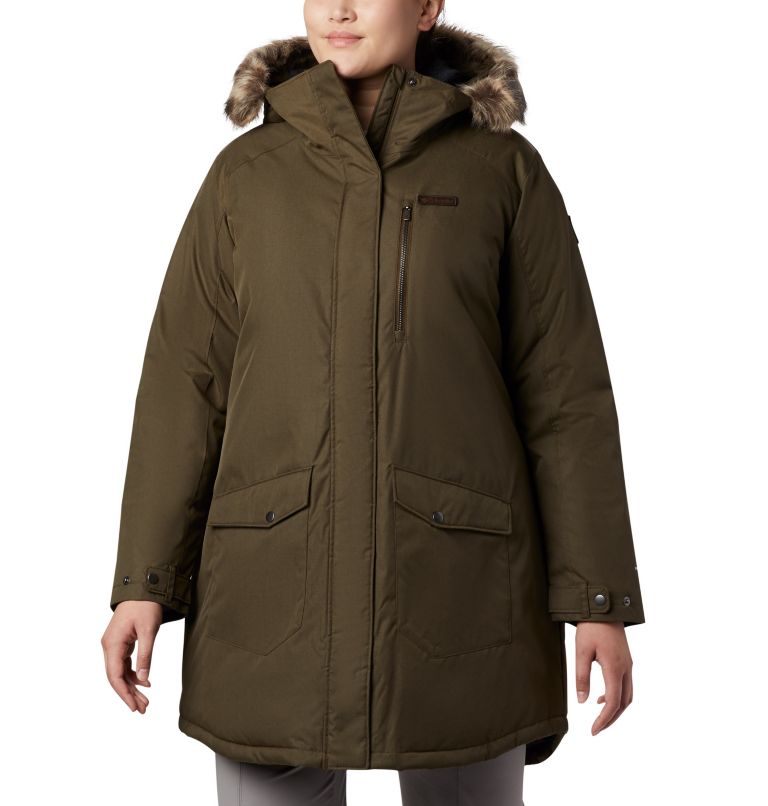 Thumbnail: Women's Suttle Mountain Long Insulated Jacket - Plus Size, Color: Olive Green, image 1