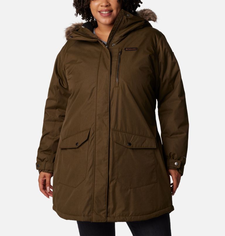 Thumbnail: Women's Suttle Mountain Long Insulated Jacket - Plus Size, Color: Olive Green, image 1