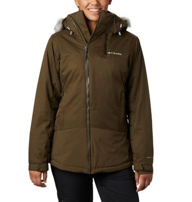 columbia women's blue square lodge mid lightweight omni heat hooded jacket