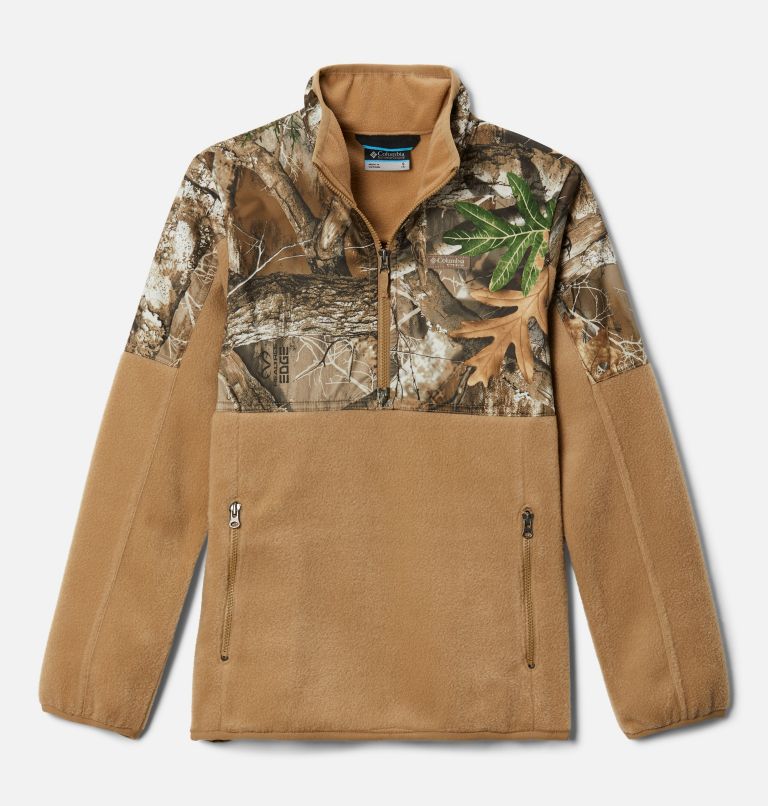 Thumbnail: Boys’ PHG Overlay 1/4 Zip Fleece Pullover, Color: Sahara, Realtree Edge, image 1