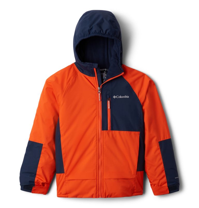 Boys’ Snow Problem Jacket, Color: Tangy Orange, Collegiate Navy, image 1