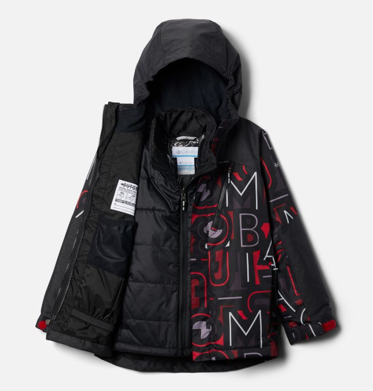 Boys’ Whirlibird II Interchange Jacket, Color: Mtn Red Typo Multi Print, Black, image 4
