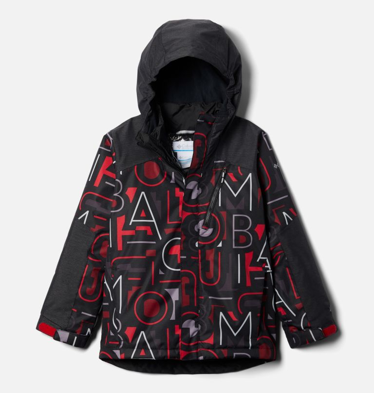 Boys’ Whirlibird II Interchange Jacket, Color: Mtn Red Typo Multi Print, Black, image 1