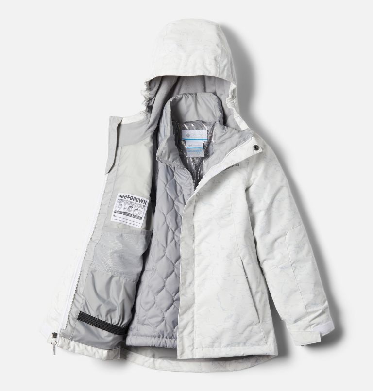 Girls’ Whirlibird II Interchange Jacket, Color: White Crackle Print, Columbia Grey, image 4