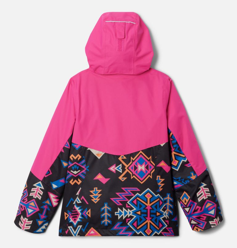Girls’ Bugaboo II Fleece Interchange Jacket, Color: Black Woven Nature, Fuchsia Fizz, image 2