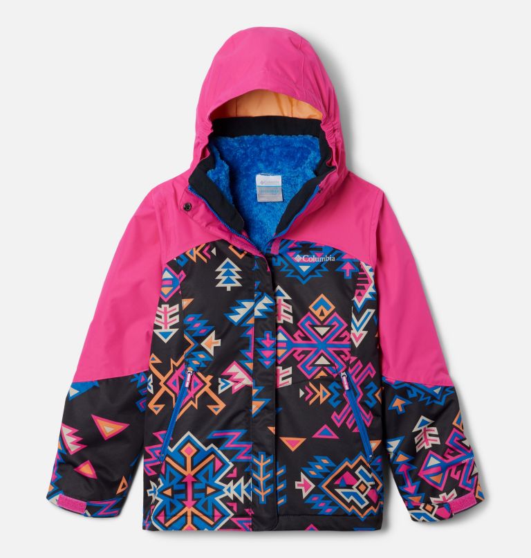 Thumbnail: Girls’ Bugaboo II Fleece Interchange Jacket, Color: Black Woven Nature, Fuchsia Fizz, image 1