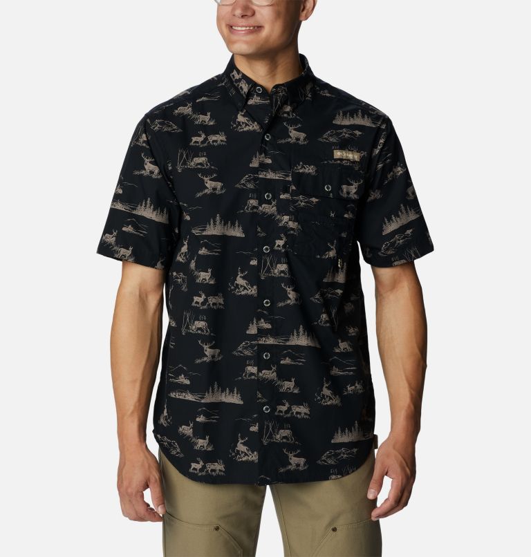 Thumbnail: Men's PHG Super Sharptail Short Sleeve Shirt, Color: Black High Country Print, image 1