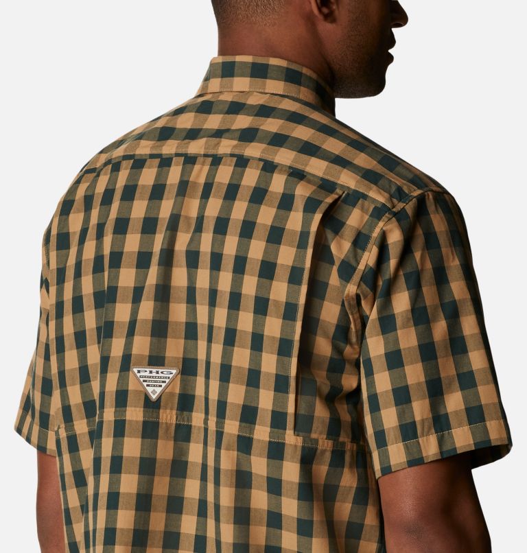 Thumbnail: Men's PHG Super Sharptail Short Sleeve Shirt, Color: Dark Forest Multi Gingham, image 5