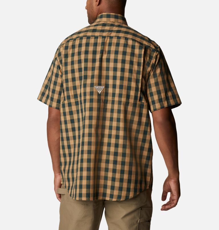Thumbnail: Men's PHG Super Sharptail Short Sleeve Shirt - Tall, Color: Dark Forest Multi Gingham, image 2
