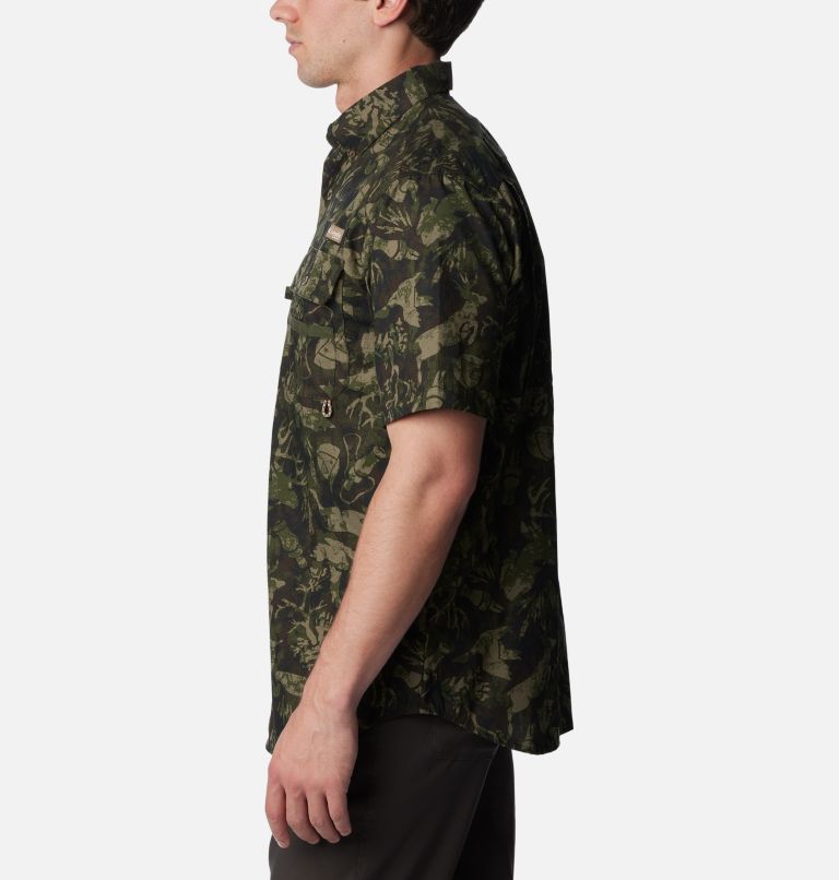 Men's PHG Super Sharptail Short Sleeve Shirt, Color: Surplus Green Woodsman Print, image 3