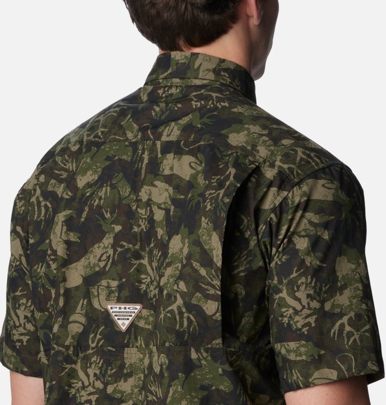 Thumbnail: Men's PHG Super Sharptail Short Sleeve Shirt, Color: Surplus Green Woodsman Print, image 5