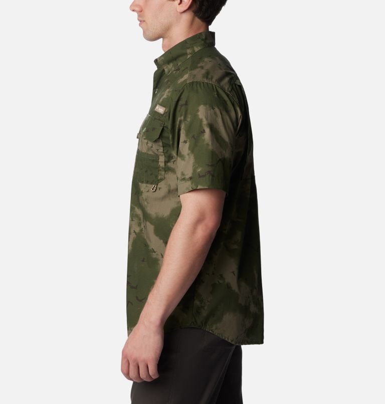 Thumbnail: Men's PHG Super Sharptail Short Sleeve Shirt, Color: Surplus Green Migration Print, image 3