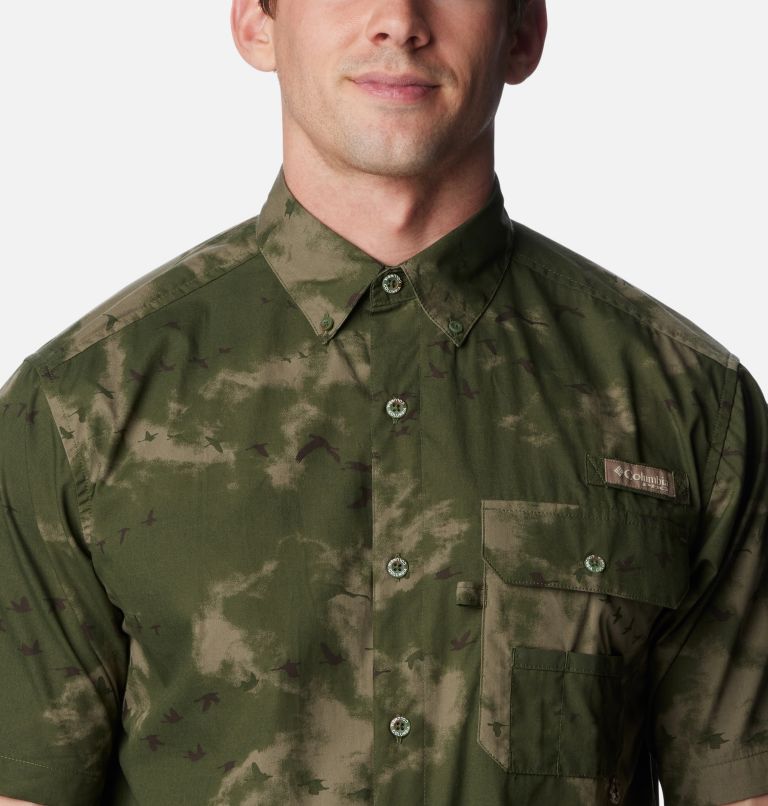Thumbnail: Men's PHG Super Sharptail Short Sleeve Shirt, Color: Surplus Green Migration Print, image 4