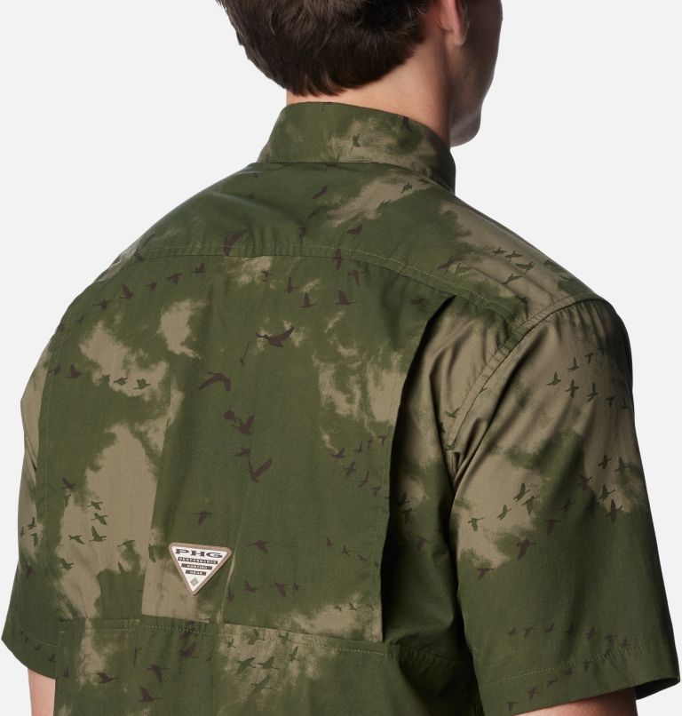 Men's PHG Super Sharptail Short Sleeve Shirt, Color: Surplus Green Migration Print, image 5