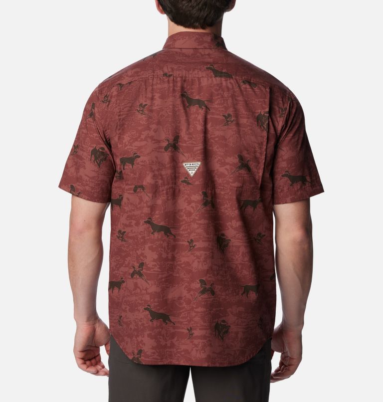 Thumbnail: Men's PHG Super Sharptail Short Sleeve Shirt, Color: Red Rocks Santa Dogs Print, image 2