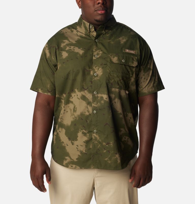 men's camo short sleeve button shirt