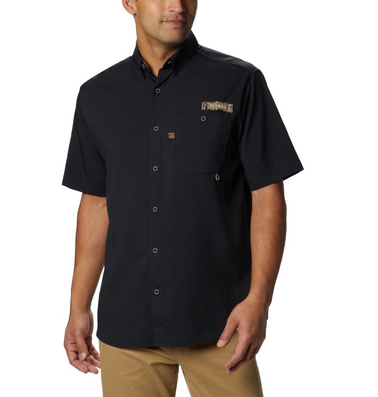 Men's PHG Bucktail Short Sleeve Woven Shirt, Color: Black, RT Edge, image 1