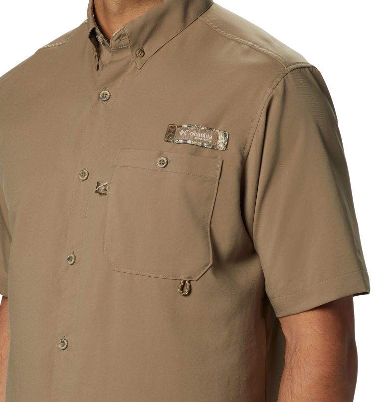 Men's PHG Bucktail Short Sleeve Woven Shirt, Color: Flax, RT Edge, image 3