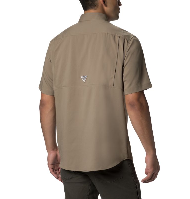 Thumbnail: Men's PHG Bucktail Short Sleeve Woven Shirt, Color: Flax, RT Edge, image 2