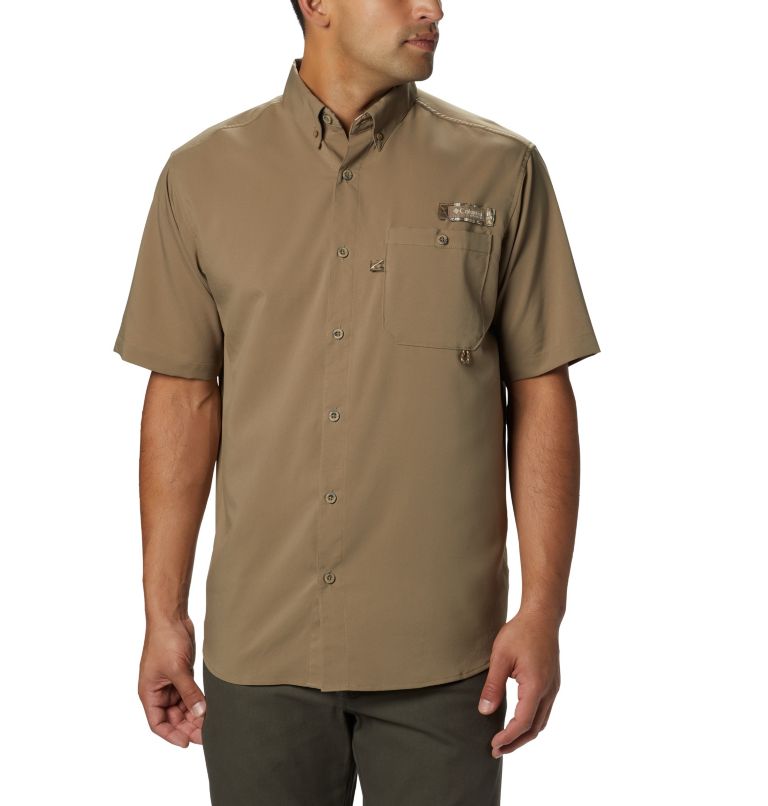 Men's PHG Bucktail Short Sleeve Woven Shirt, Color: Flax, RT Edge, image 1