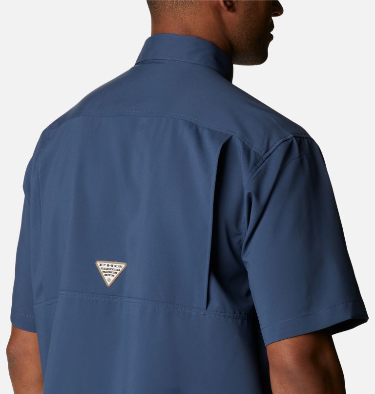 Thumbnail: Men's PHG Bucktail Short Sleeve Woven Shirt, Color: Zinc, RT Edge, image 5