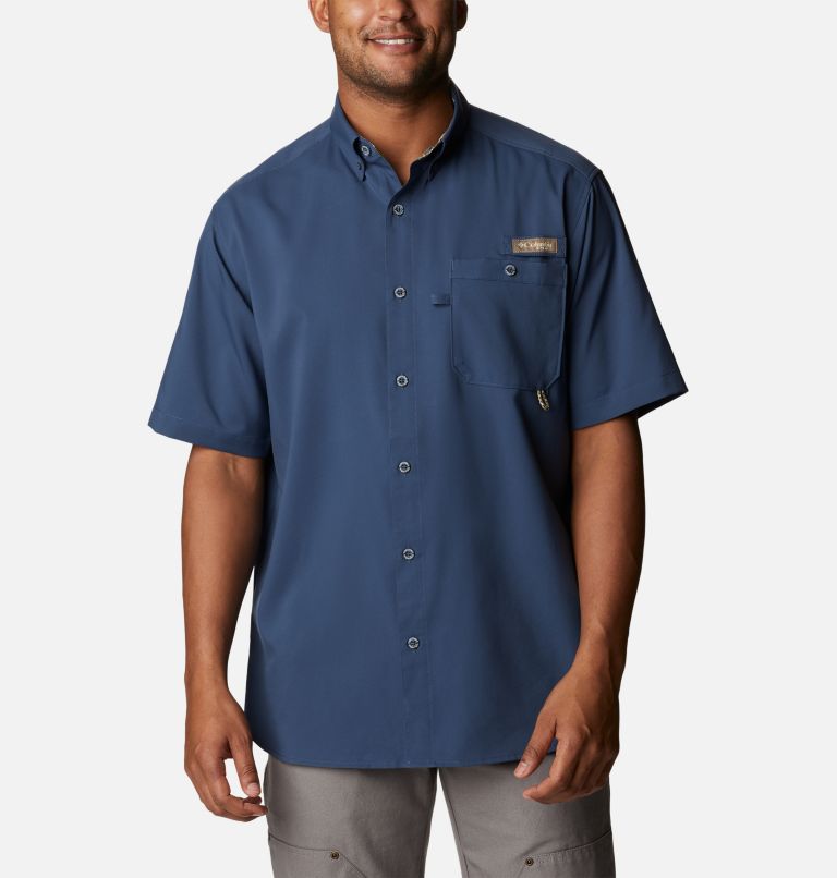 Thumbnail: Men's PHG Bucktail Short Sleeve Woven Shirt, Color: Zinc, RT Edge, image 1